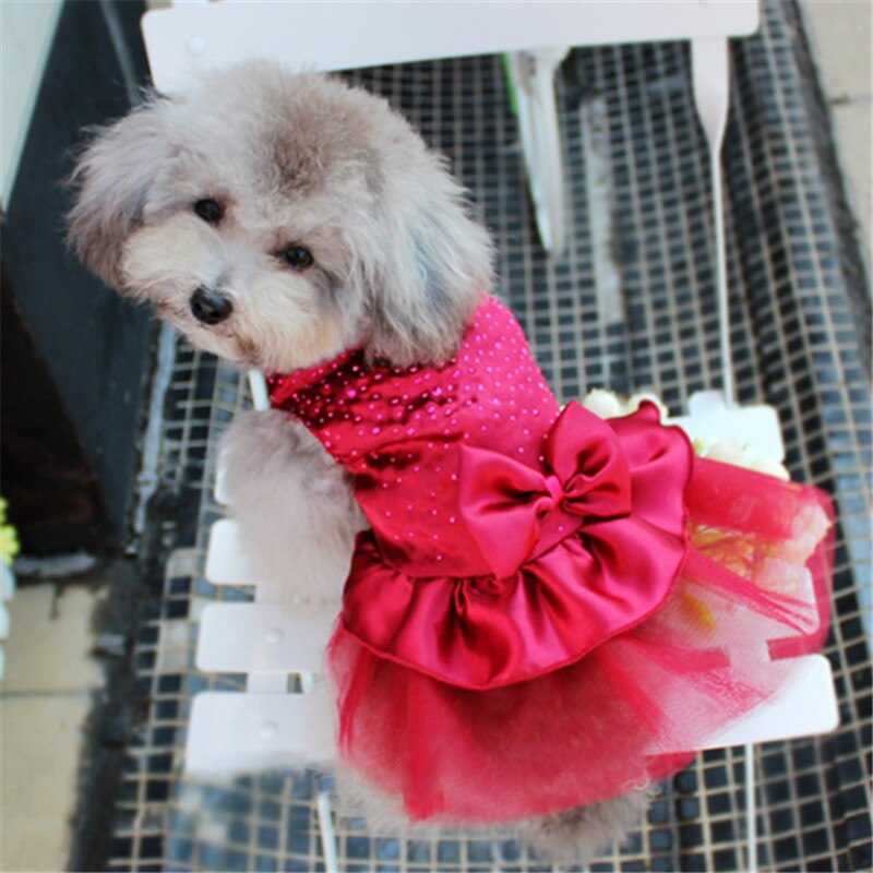 Vestidos de princesa para perros, ropa de perro de colores de alta luminosidad, vestido de princesa con tutú y lazo, falda para de boda, ropa para mascotas, superventas