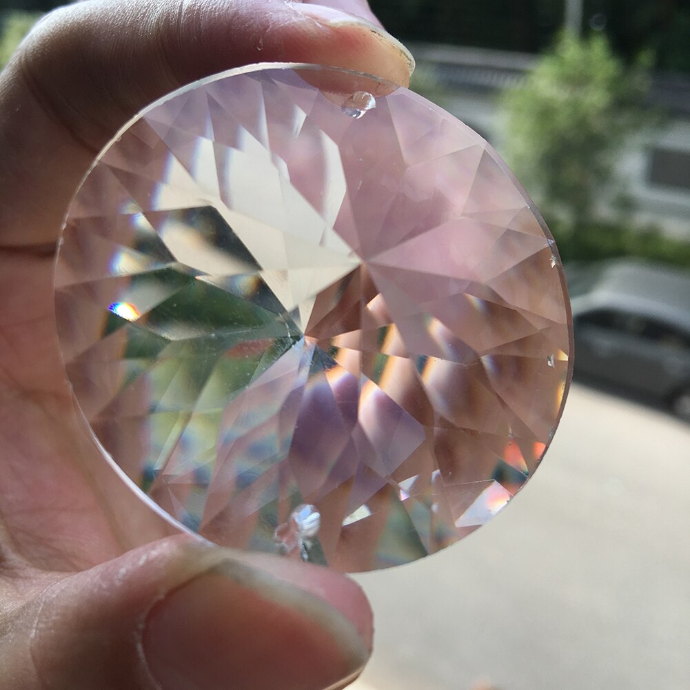 40Mm Transparant Kristal Dubbele Gat Kunstmatige Paars Goud Crystal Cut Sieraden Ambachten Thuis Kroonluchter Decoratieve
