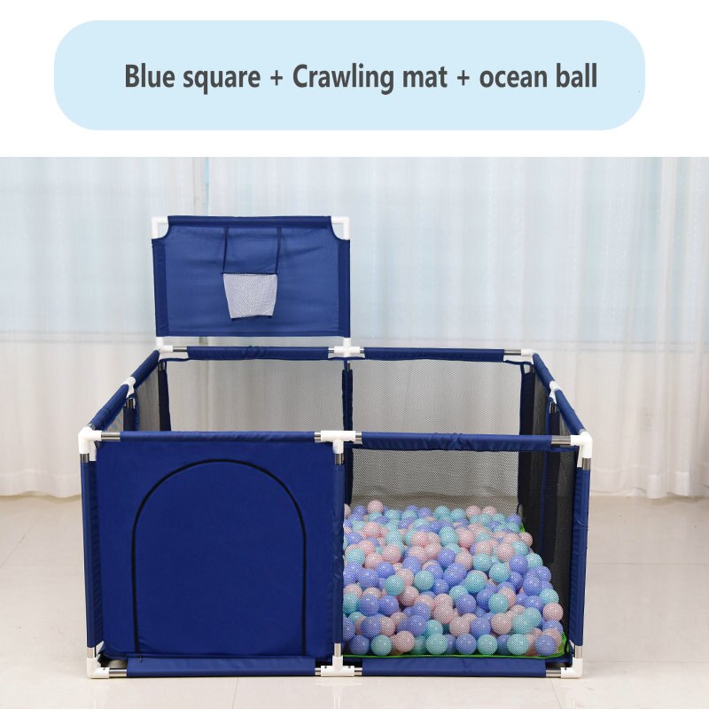 bambino scatola Bambini Barriera di Sicurezza Palle da Biliardo Pieghevole Bambini cestino E Campo di Calcio per 0-6 Anni di Età I Bambini di scatola: blu piazza-3