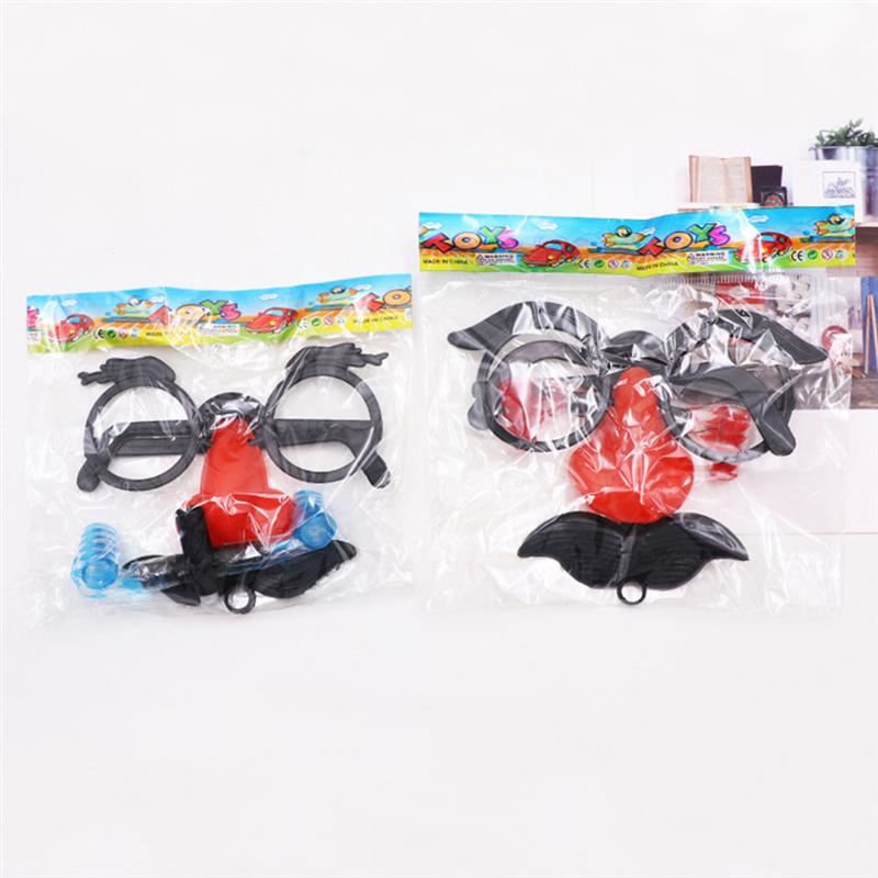 2pcs Funny Glasses Round Frame Whistle Mustache Blow Out Dragon False Nose Prank Glasses Joke Props for Kids Adults