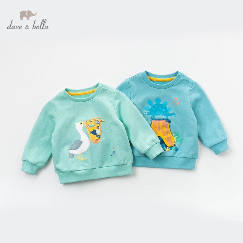 DBX13339 Dave Bella Baby Jongens Lente Print Tees Trui Kinderen Lange Mouw T-shirt Baby Peuter Tops Kids Tees