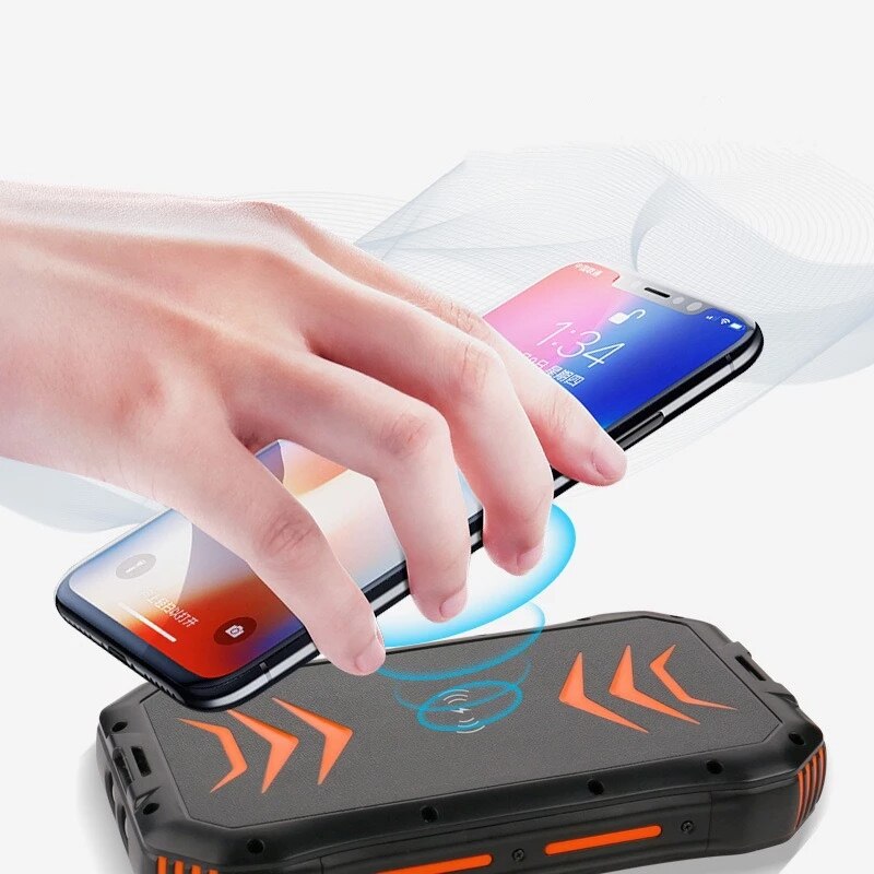 30000mAh Solar Power Bank Fast Qi Wireless Charger For Powerbank External Battery Portable Poverbank Flashlight