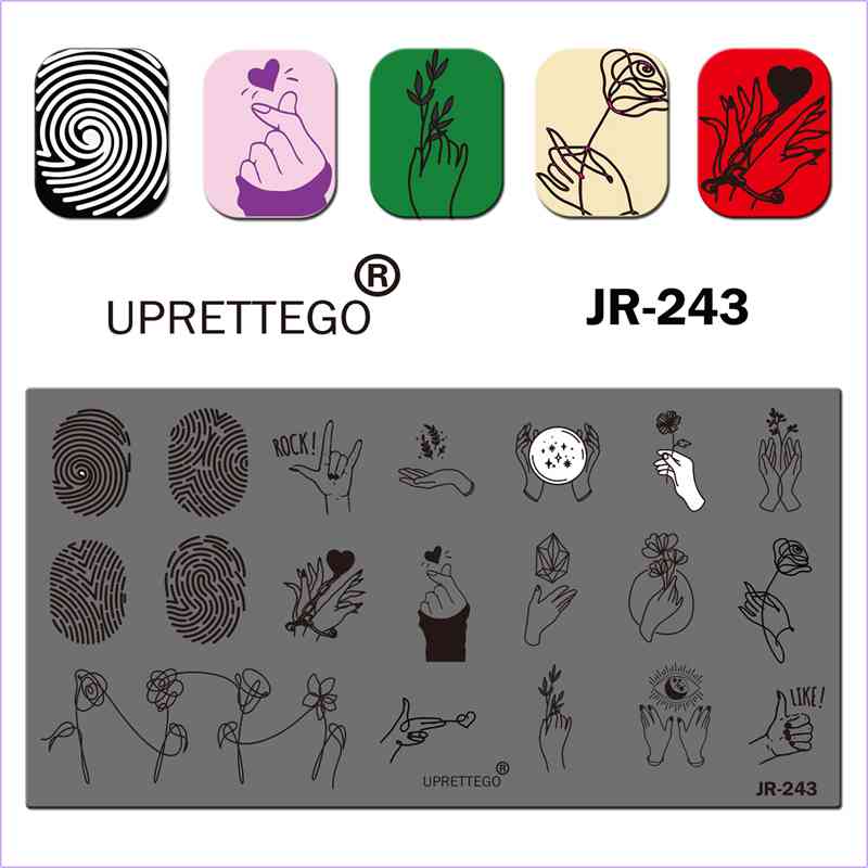 acier inoxydable estampage plaque modèle bois modèle café géométrie noël Hip Hop arbre doigt montre engrenage clou outil JR241-250: JR243