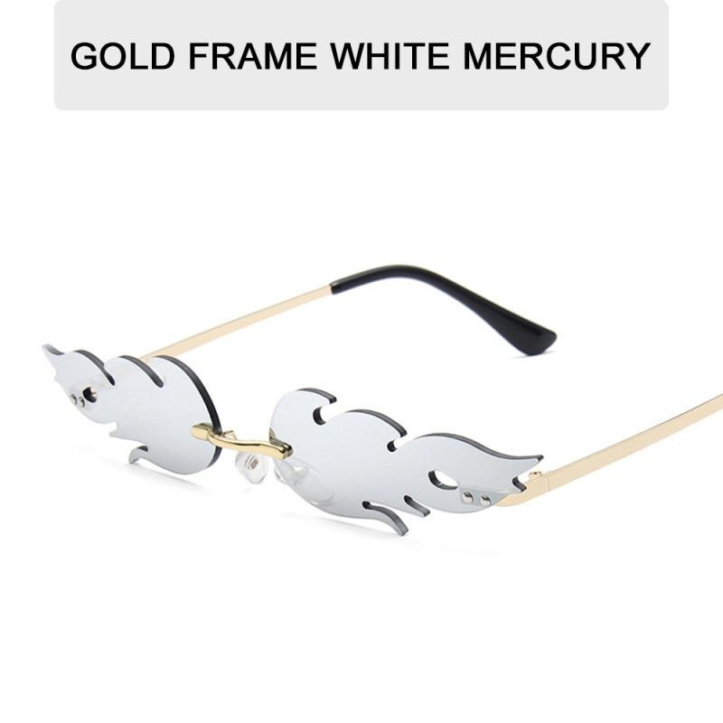 Motor-/Fahrrad NEUE Feuer Flamme Sonnenbrille Frauen Männer Randlose Sonnenbrille Frauen Spiegel Rechteck Jahrgang Sonnenbrille UV400: 1