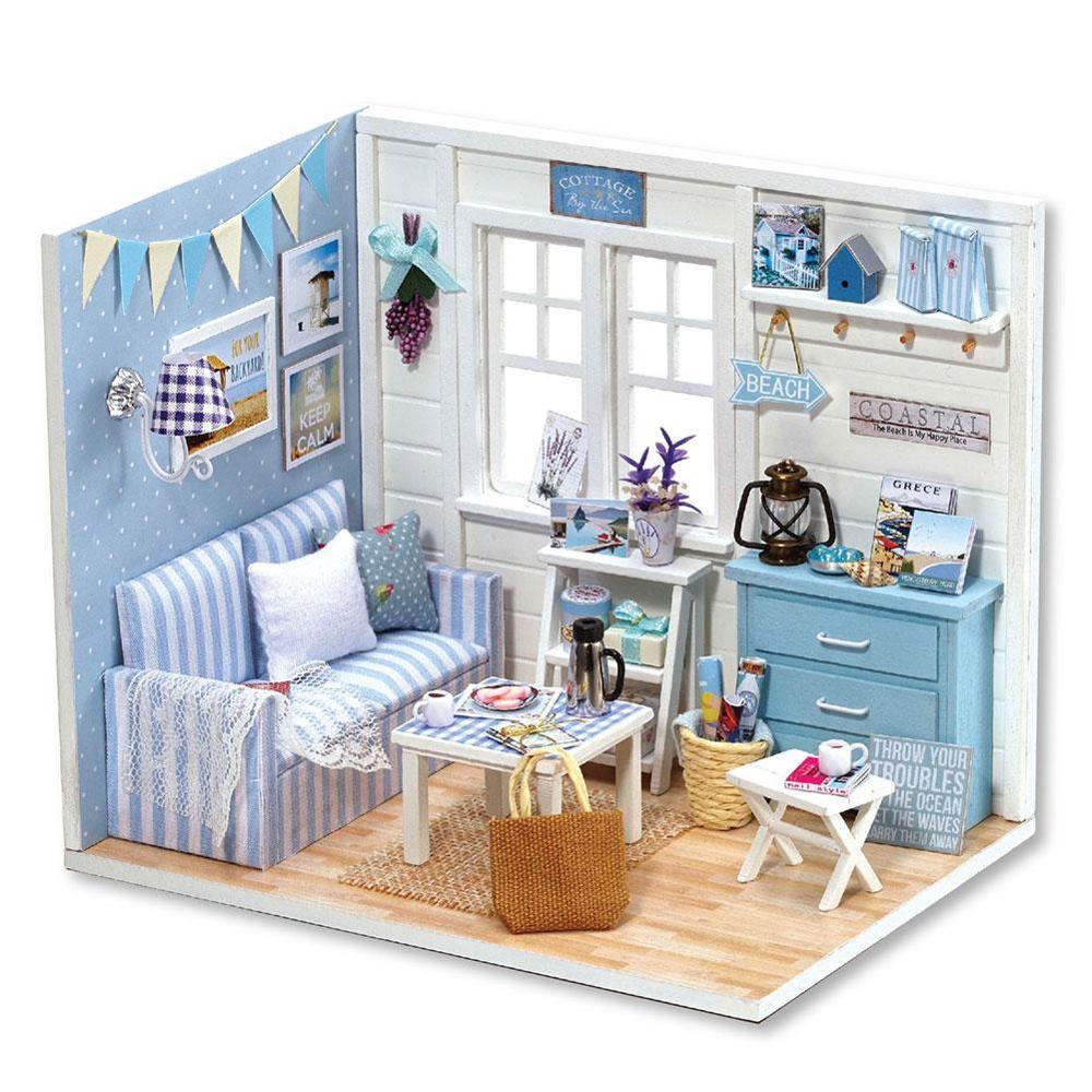 Houten Poppenhuis Miniaturen Handgemaakte Diy Poppenhuis-Tiener 1 Cottage (Met Hut Meisje Glas Set Diy Kamer Diy van Cover) r4Z3