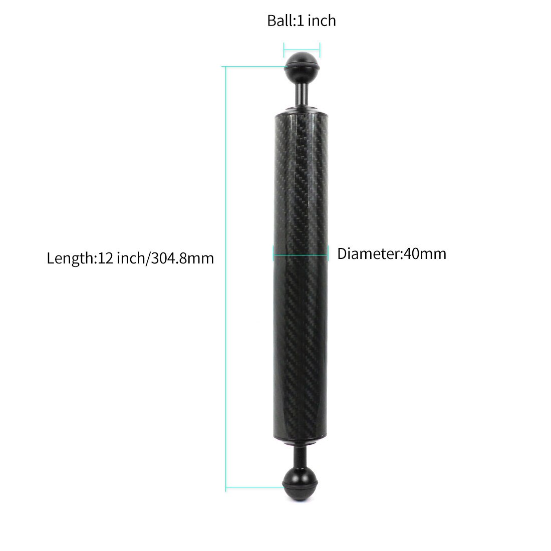 Carbon Fiber Float Buoyancy Diving Housing Aquatic Arm Extended Bracket Dual Ball Floating Arm Mount Camera Underwater Tray Kit: Upgrade D40 12inch