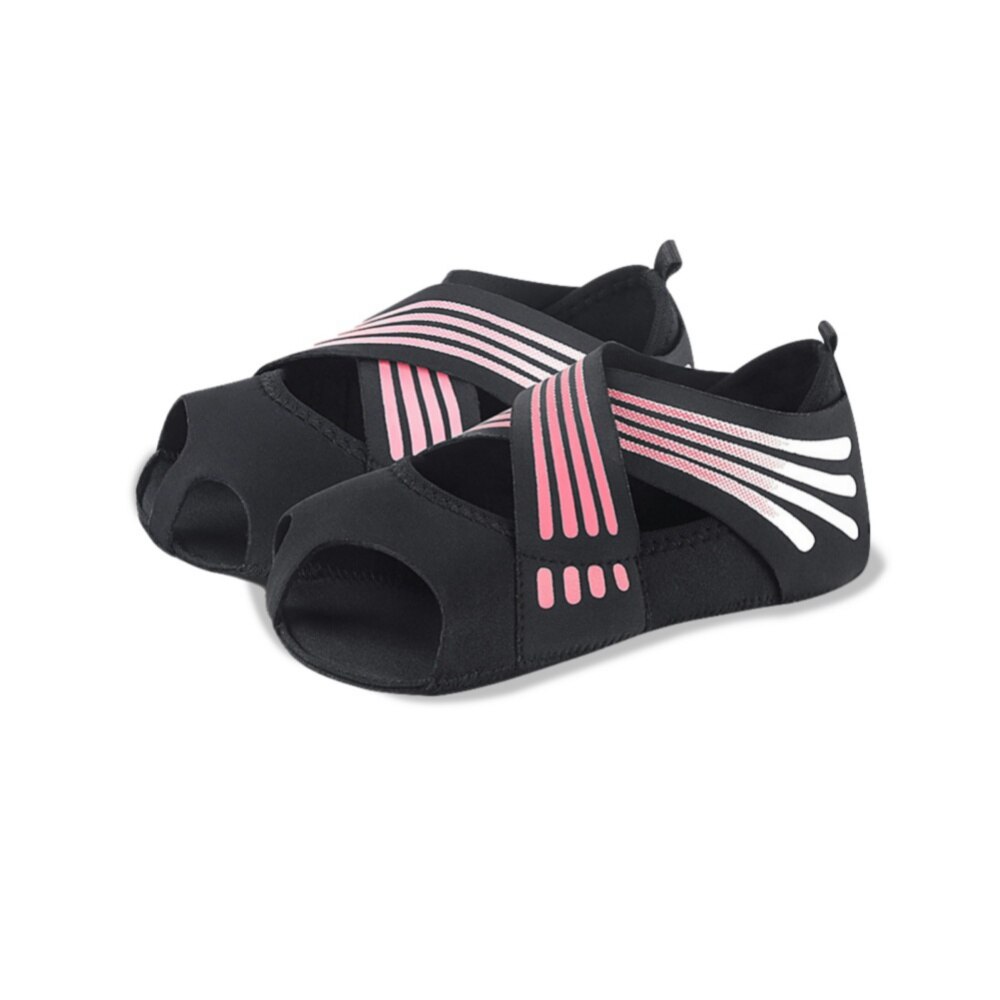1 paar zehenfreie, rutschfeste damensocken für yoga, barre, pilates, fitnessstudio, sport, tanz, schwarz: Rosa / S
