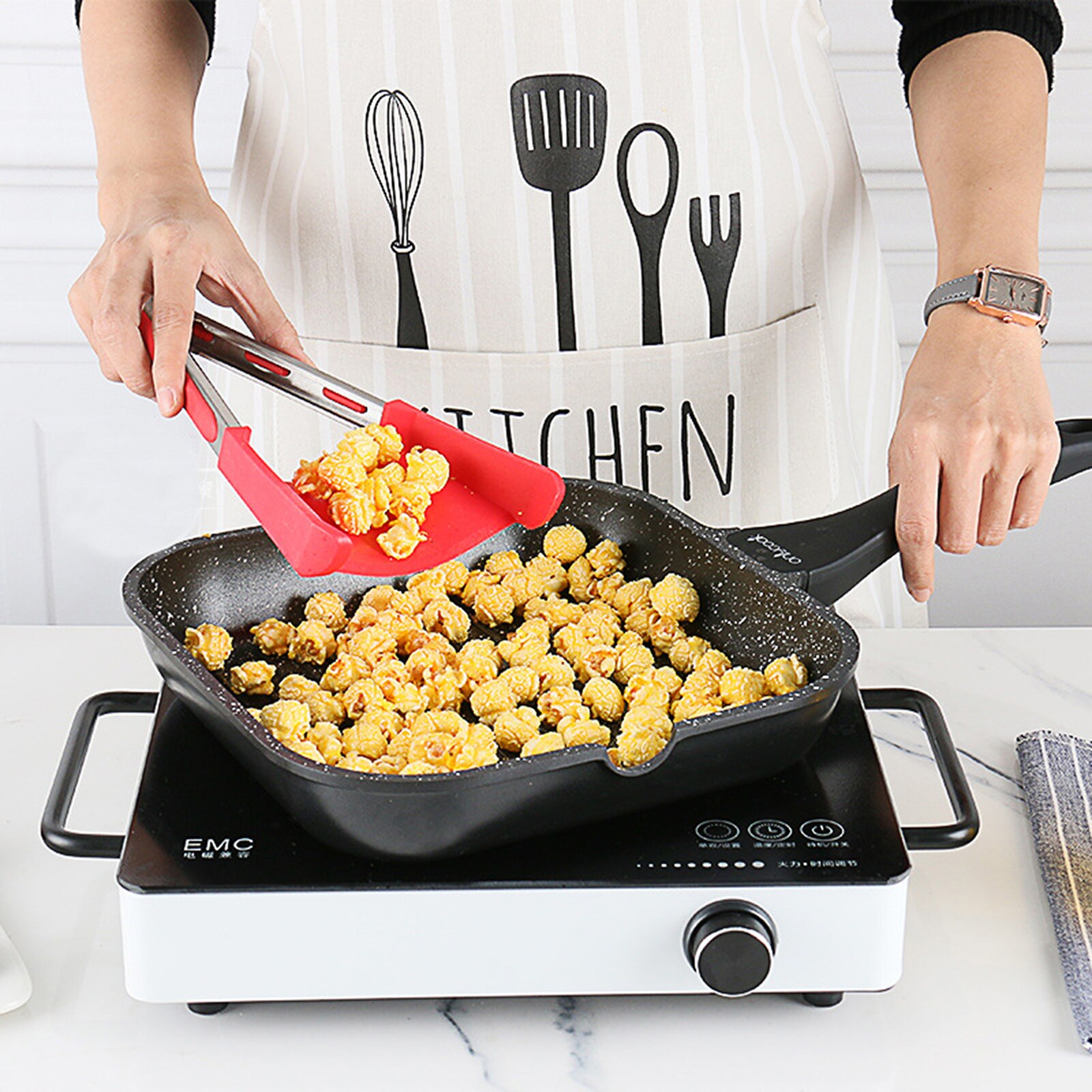 Kitchen Spatula Tongs 2 in 1 Heat Resistant Non-Stick Food Tongs for Frying Cooking Barbecue