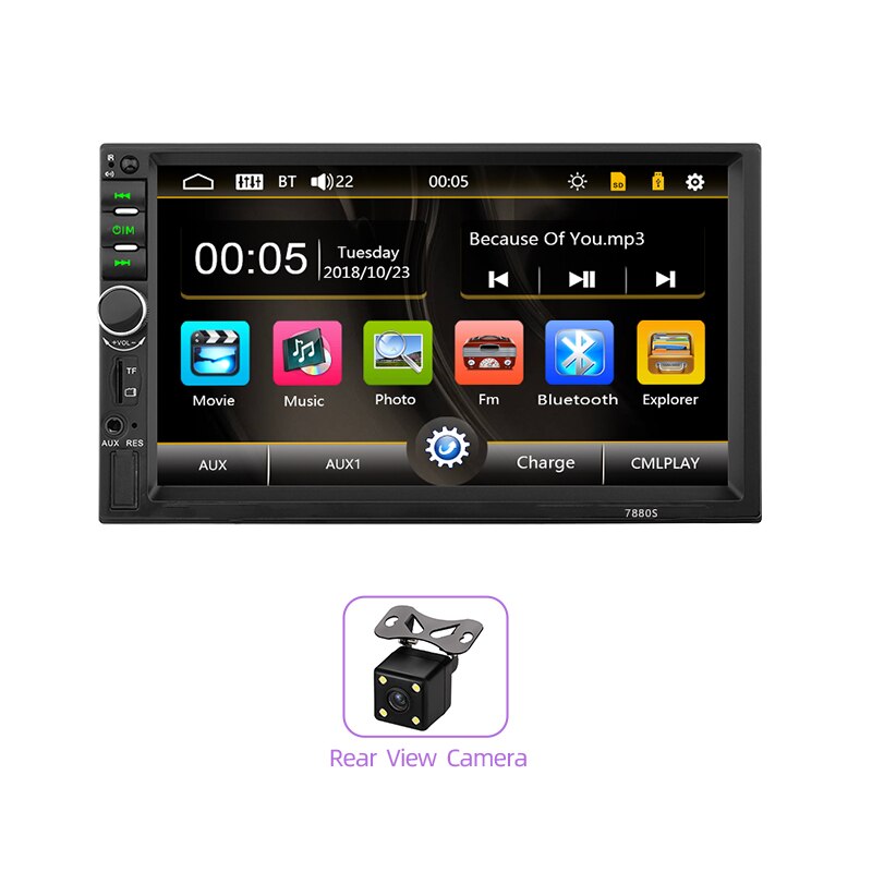 JMANCE Autoradio 2 Din Car Radio 7" Touch Screen Dash MP5 Bluetooth USB Car Digital Multimedia Player Rear View Camera: Green