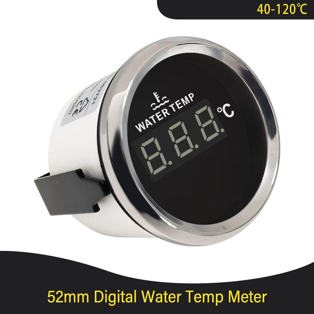 2" Universal Water Temp Meter Car Temperature Gauge Indicator for Engine Motorcycle RV Auto Yacht Boat 12V 24V Red Backlight
