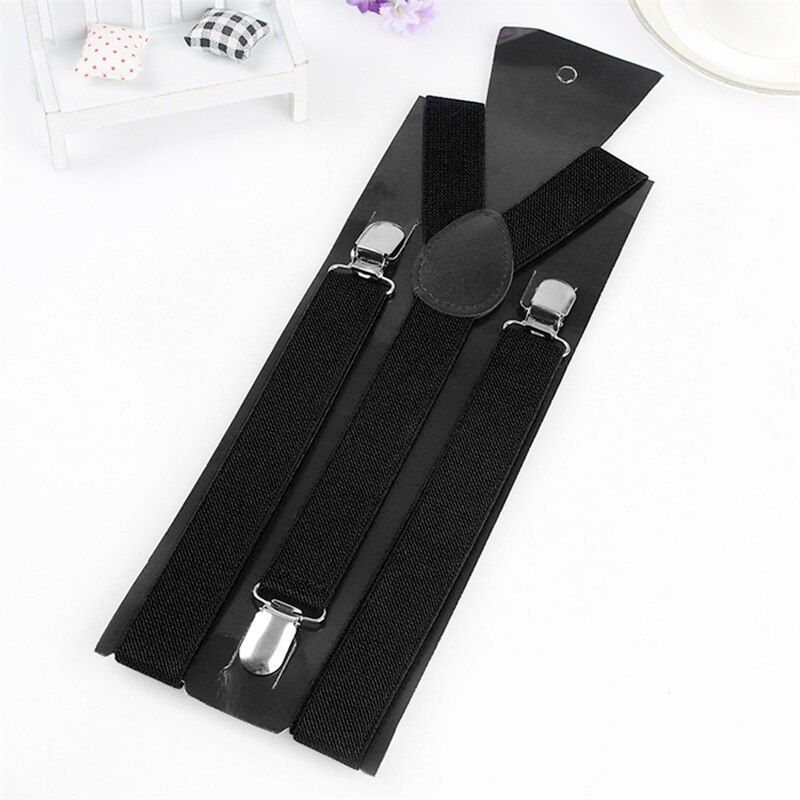 Vrouwen Mannen Verstelbare Vorm Elastische Clip-On Jarretelle Drie Clip Broek Bretels Bruiloft Strap Party Riem Mode Accessoires: Black