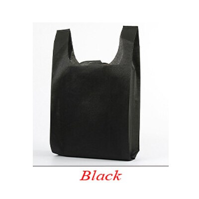 Kleurrijke Winkelen Niet-geweven Vest Tas Supermarkt Mall Winkelen Blank Draagtas Reclame Niet-geweven Zak: Black