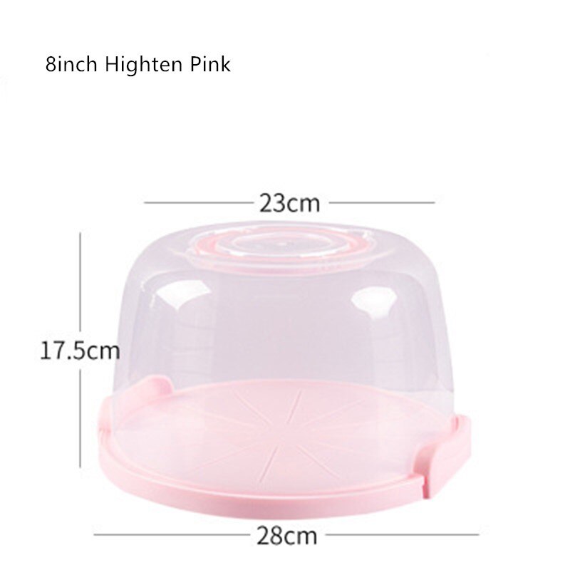 Jo life 1 set genomskinlig tårtlåda plast bröllopstårta förpackningsunderlag klara lådor cupcake muffin kupolhållare: 8 tum höjd rosa