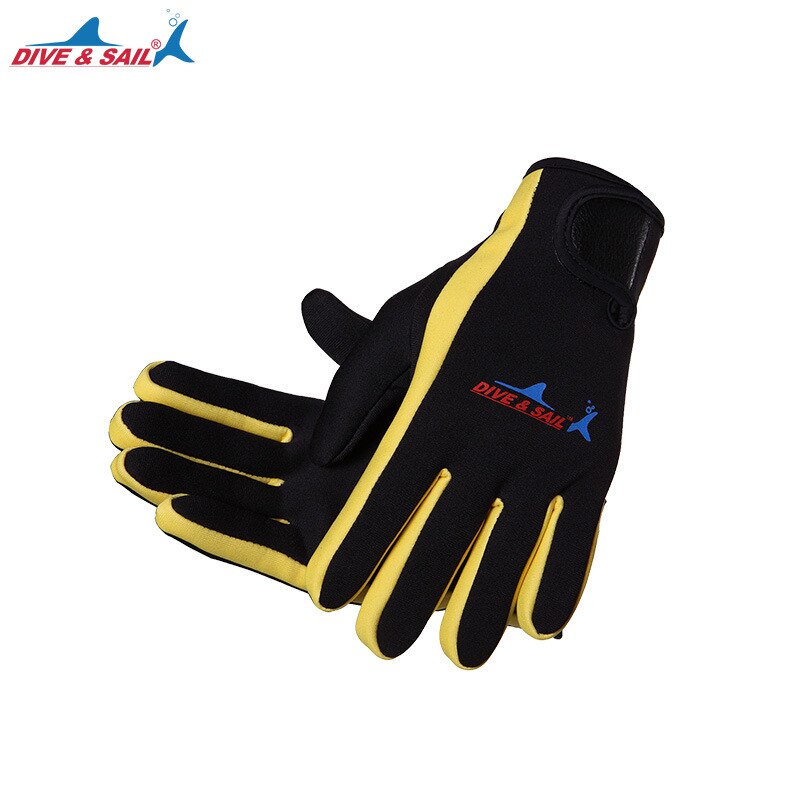 DIVE & SAIL 1.5mm neopreen zwemmen duiken handschoenen, neopreen handschoenen met magische stok, handschoenen voor de winter zwemmen, warm, wetsuit handschoenen: Black-Yellow / M