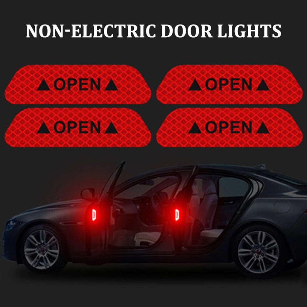 Open The Door Stickers Reflective Stickers Safety Warning Stickers Open Reflective Film Car Door Anti-Collision Strip