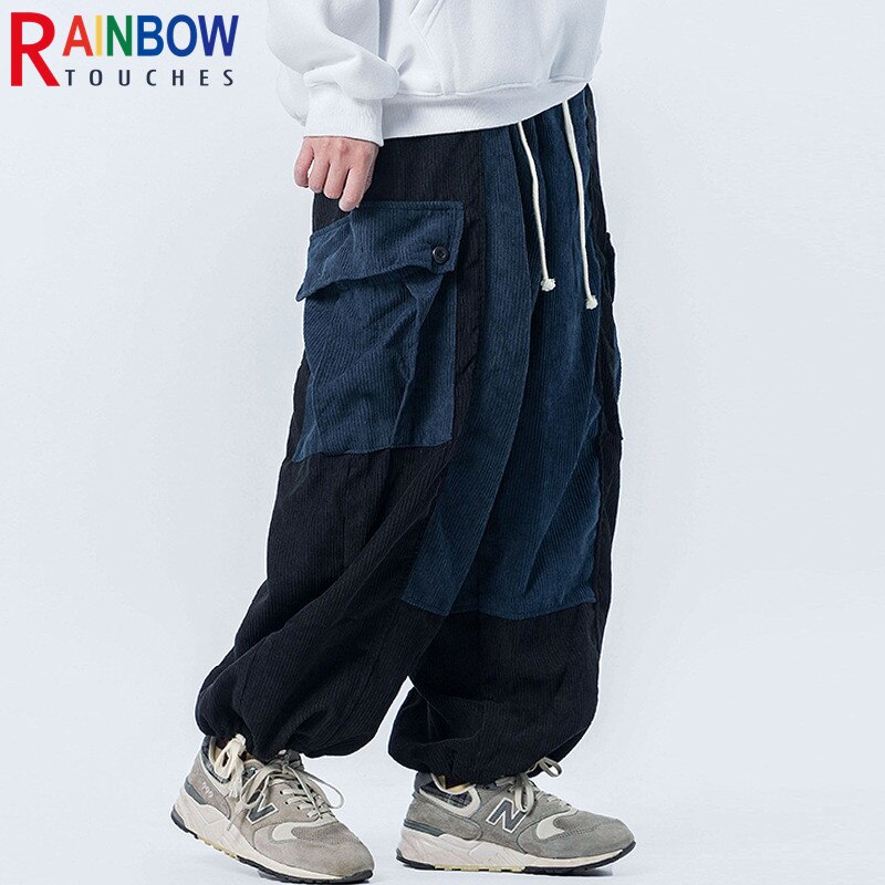 Rainbowtouches Mode Casual Sport Training High Street Vintage Stijl Broek Corduroy Mannen Trendy Oversize Losse Broek