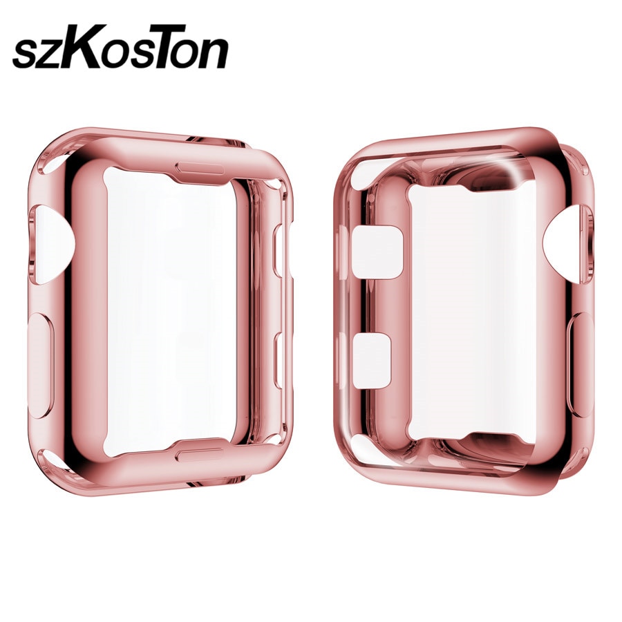 Plating TPU Soft Bumper Case Voor iPhone Apple Horloge Smart Horloge Case 38mm 42mm Screen Protector Shell Serie 2 3 Cover