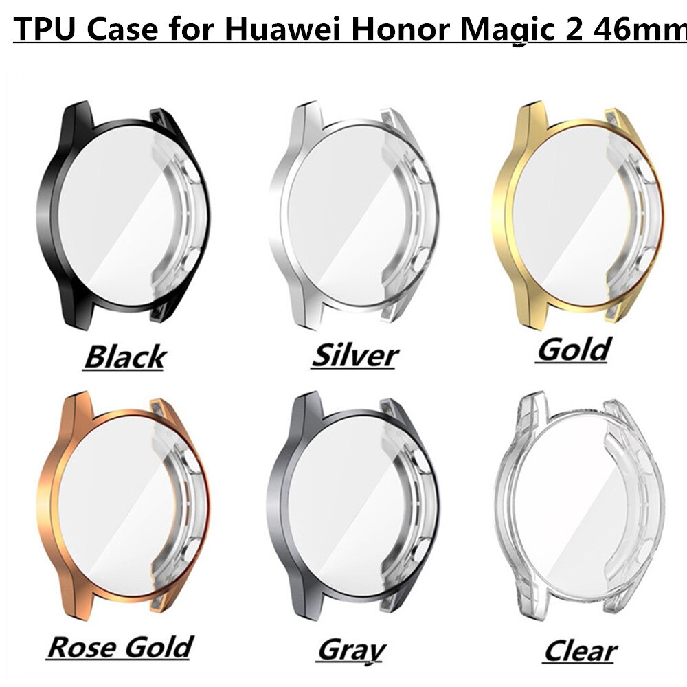 5 pakker blødt tpu-beskyttelsesetui til huawei honor magic watch 2 46mm fleksibelt stødsikkert dæksel tyndt beskyttende kofanger