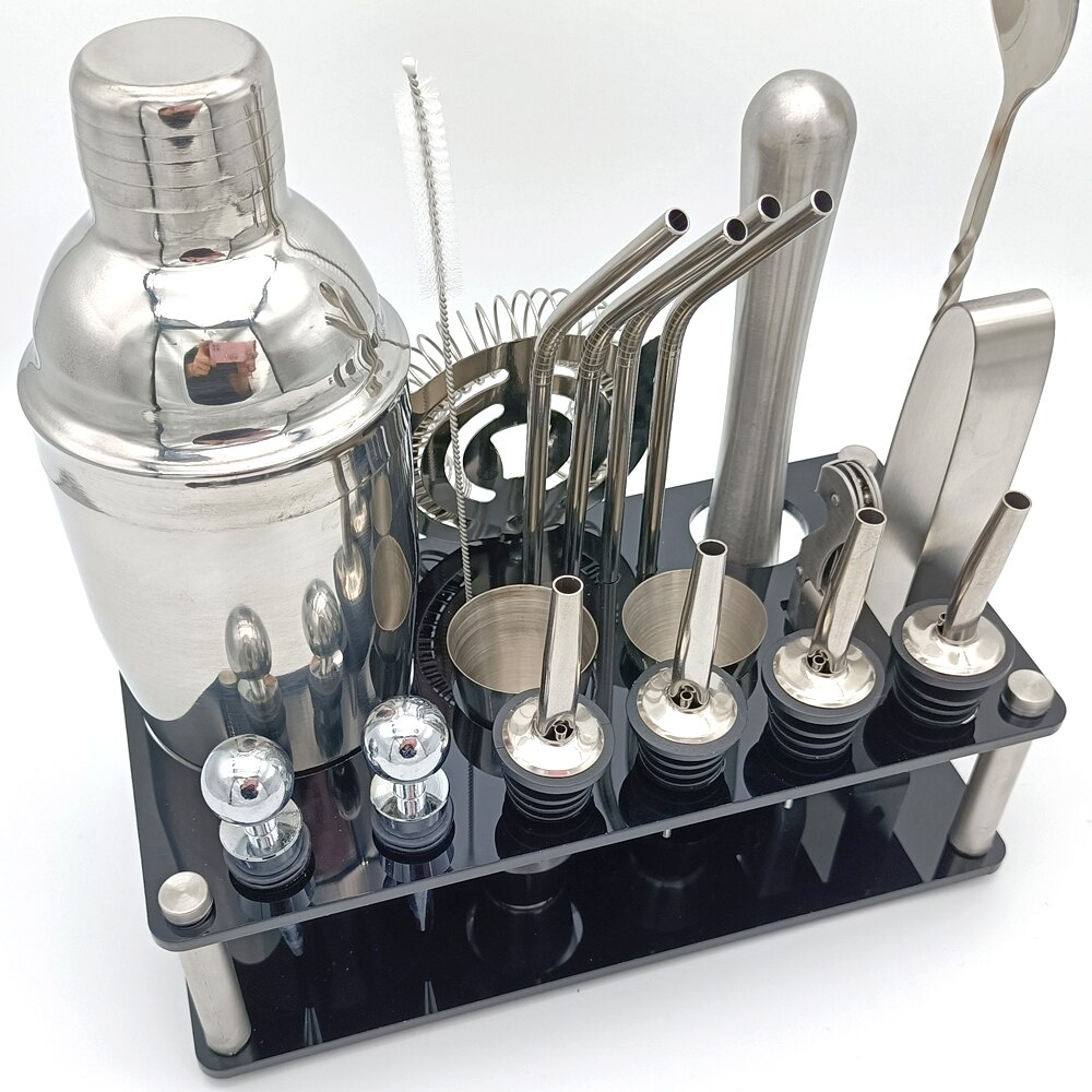 20pcs Fine Cocktail Making Set Cocktail Set Boston Shaker Mixer Stainless Drink Making Stainless Steel Kit for Home Bar: Default Title