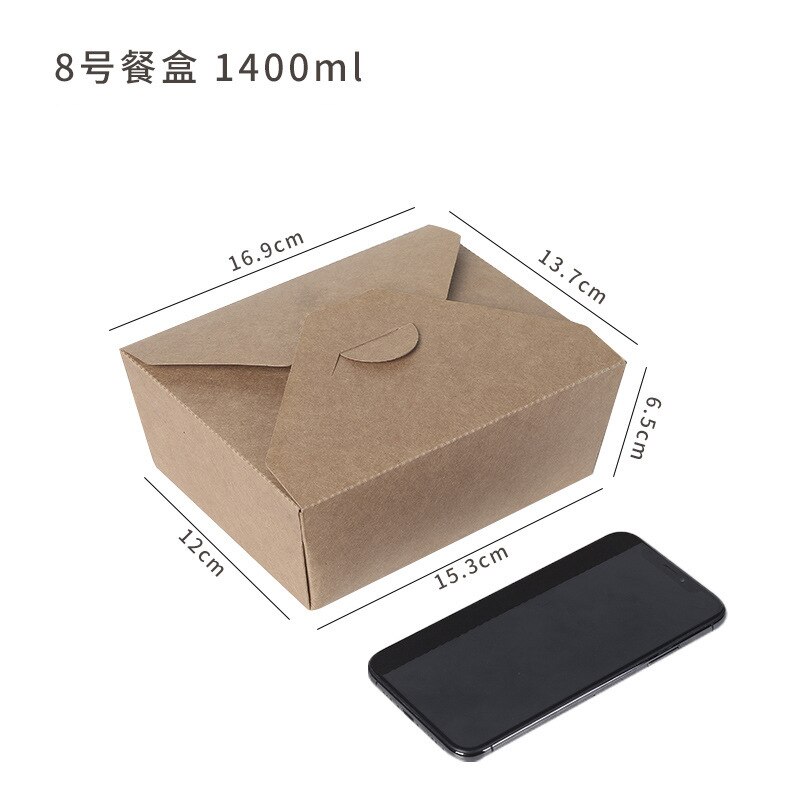 disposable kraft paper lunch box takeaway packaging box fried chicken pizza food fruit packaging: 1400ml 10pcs