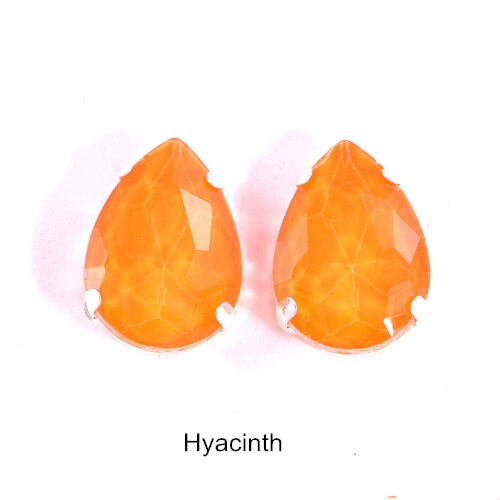 20 stuks 13 x 18mm glazen kleurrijke neon naai-strass steentjes met klauw die 's nachts glinsteren met ultraviolet licht voor kledingstukken  b1318: Hyacint