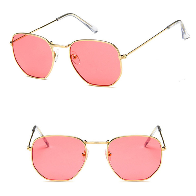 Polygonale kvinner solbriller menn briller dame luksus retro metall solbriller årgang speil  uv400 oculos de sol