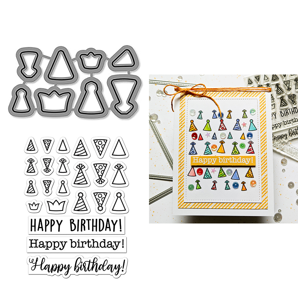 Critter Border Diglogue Cutting Dies Clear Stamps Happy Birthday Sentiments for DIY Scrapbooking Paper Cards Craft: M / Chocolate