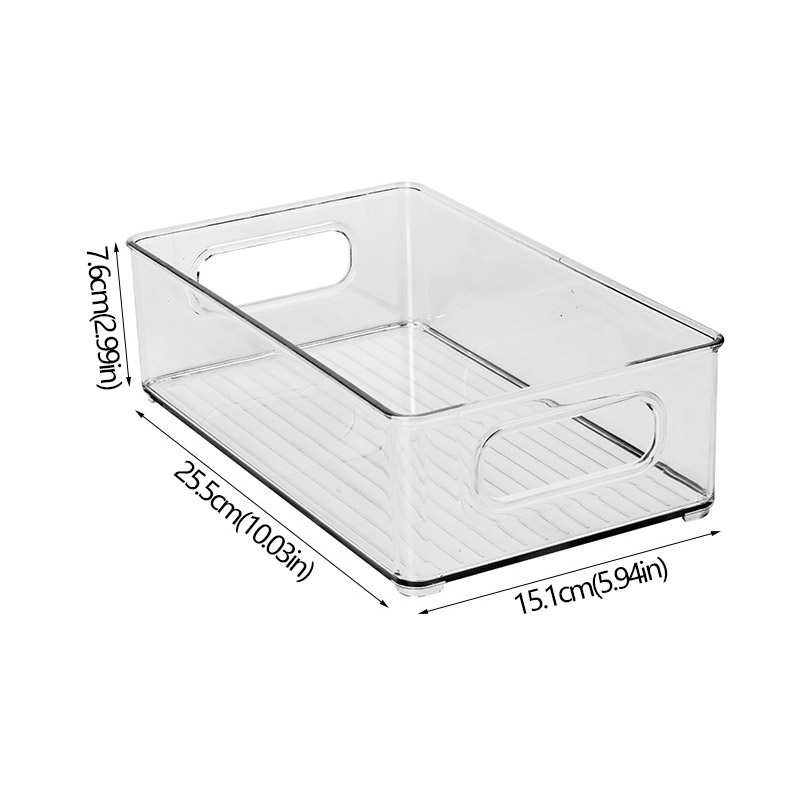 Kühlschrank-Organizer-Behälter, stapelbare Kühlschrank-Lebensmittel-Aufbewahrungsbox mit Griff, durchsichtiger Kunststoff, für Speisekammer, Gefrierschrank, Organizer-Werkzeug: green