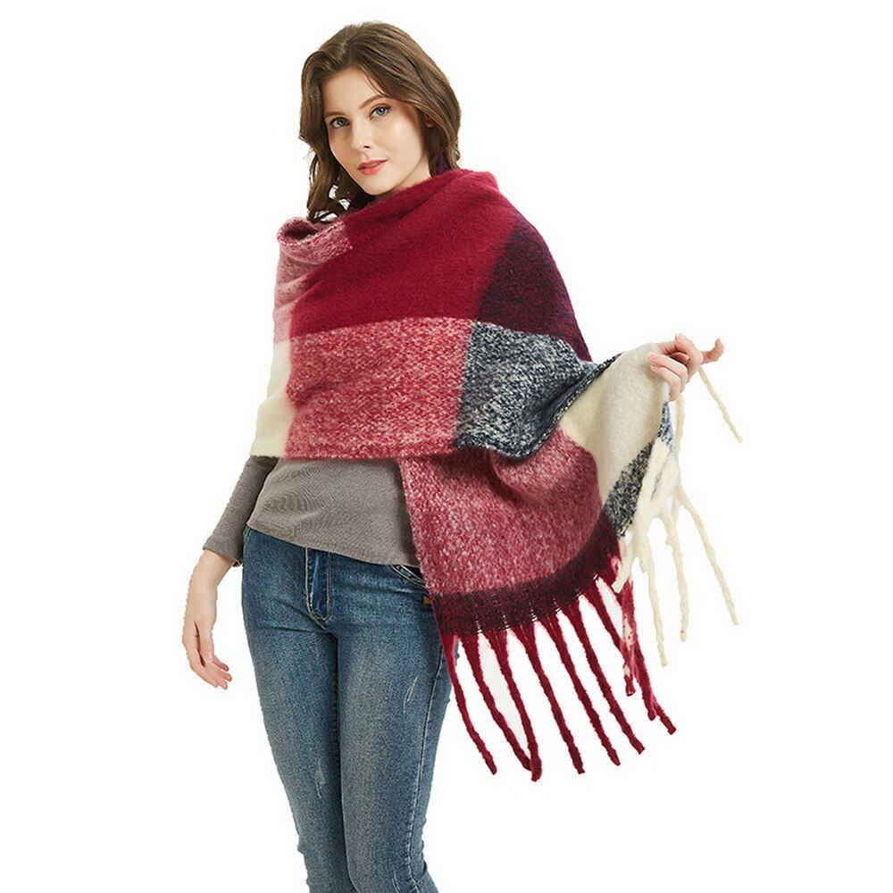 Moda barato grande xadrez cachecol inverno marca de luxo caxemira quente cachecóis feminino 2019 xale com borlas bufandas hombre