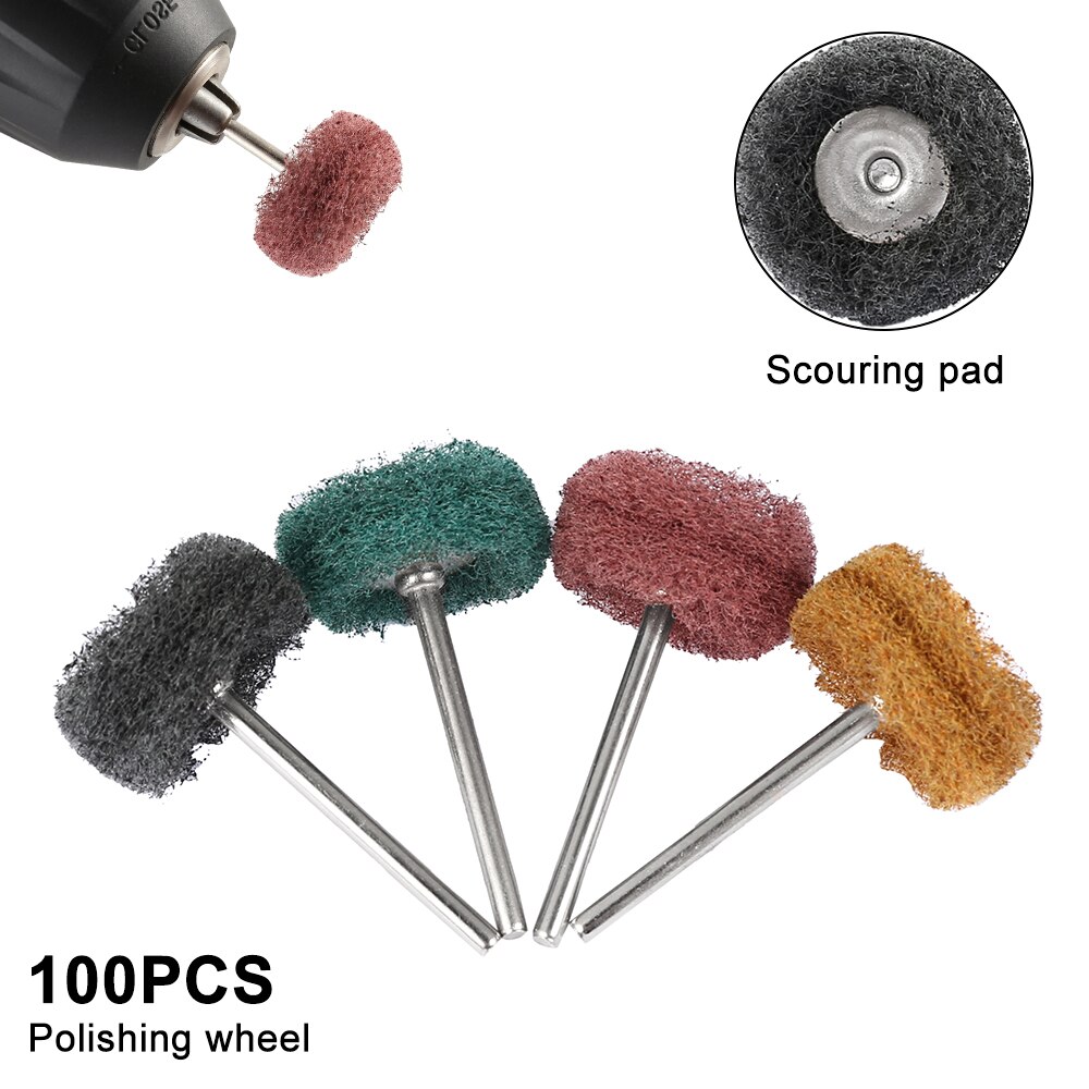 Mini perceuse, brosse Abrasive en Nylon, tête de ponçage, roue de polissage pour accessoires Dremel