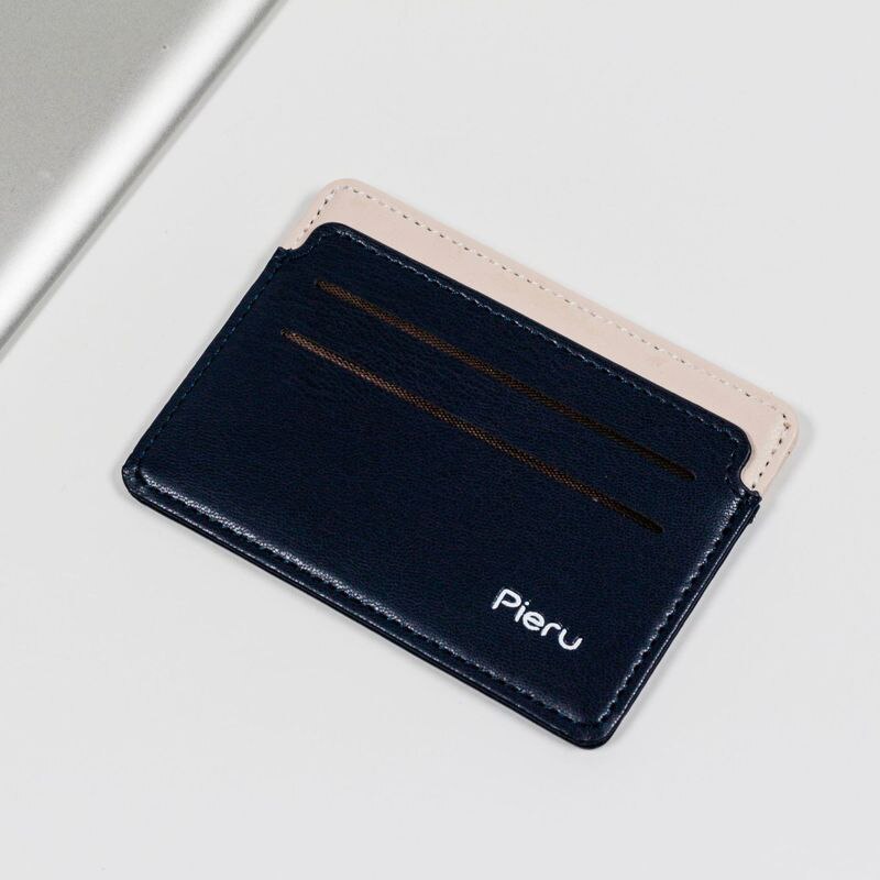 Meerdere Kaartsleuven Kaarthouder Ultra-Dunne Pu Lederen Portemonnee Stiksels Bank Zaken Id-kaart Houder Wallet Case Voor mannen Vrouwen: royal blue