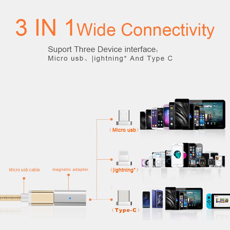 GARAS Micro USB à Type C adaptateur magnétique 3in1 câble de données convertisseur adaptateur Micro USB à Type C