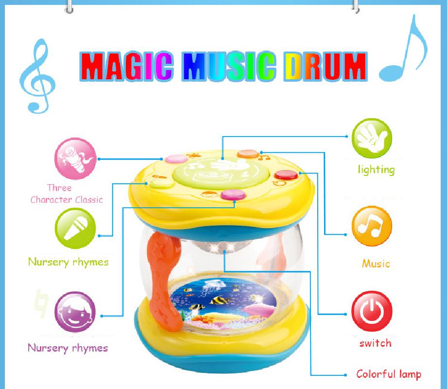 Førte musik tidlig barndom uddannelsesmæssig læring udviklingsmæssig baby rasler sjove børn spædbarn legetøj mini magisk håndtrommeslag