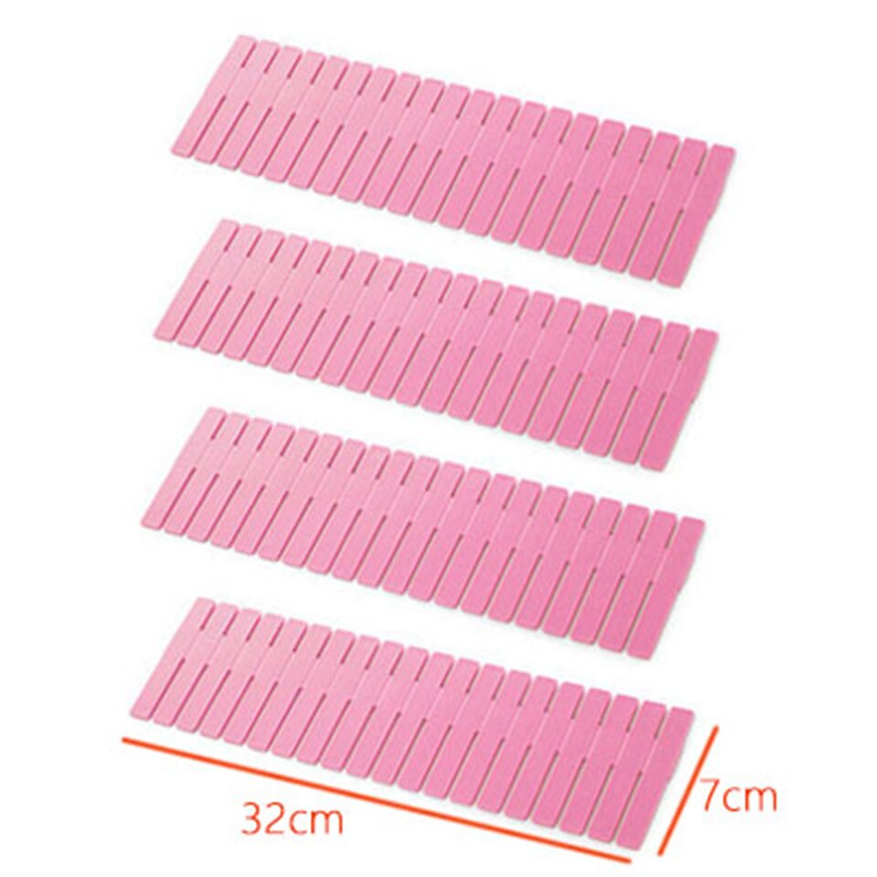 4Pcs Storage Partition Board Plastic Drawer Separated Divider Combination Partition Board Space saving Division Organizer: B Pink