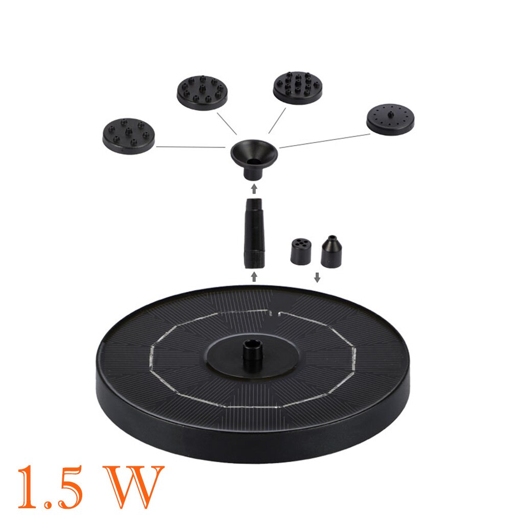 Solar Powered Water Fountain Pond Pool Patio Decorative Water Sprinkler with 4 Nozzles: 1.5W