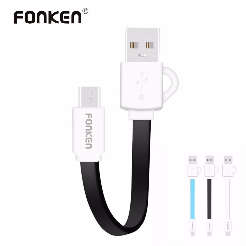 Micro Usb Kabel 10 Cm Pocket Telefoon Kabels Reizen Spare Power Bank Snel Opladen Cord 2.4A Sleutelhanger Noodle Android Data draad