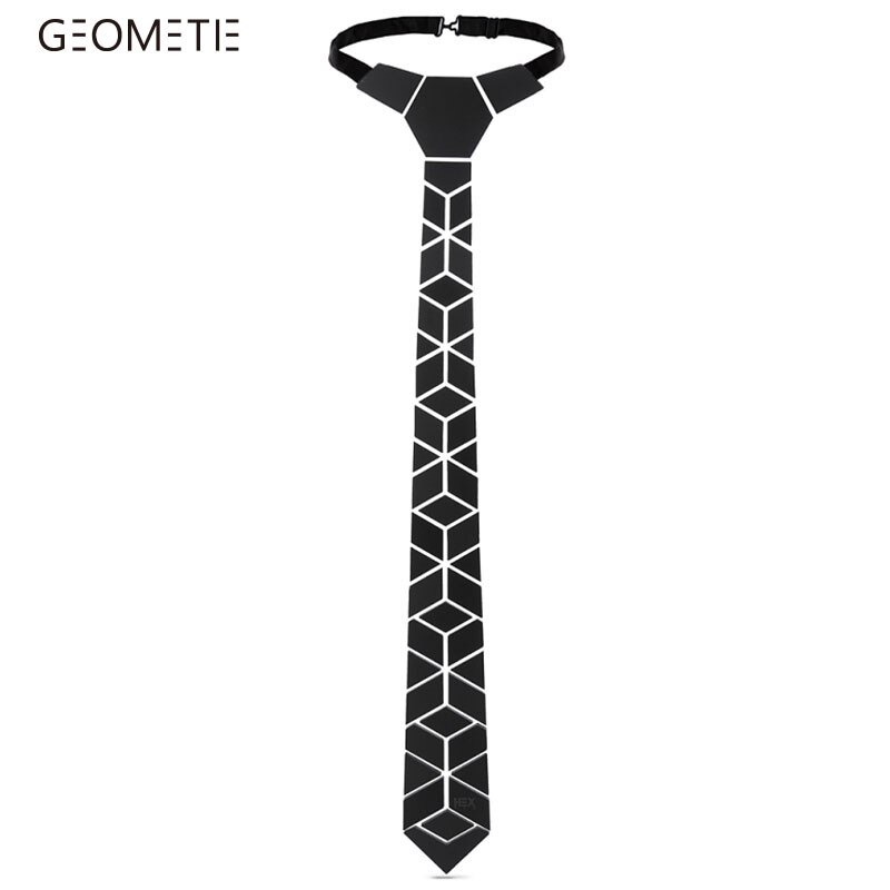 Geometric Diamond Plaid Black Necktie Formal Wedding Outifit Business Formal Suits Accessory Hex Tie Cufflinks Set
