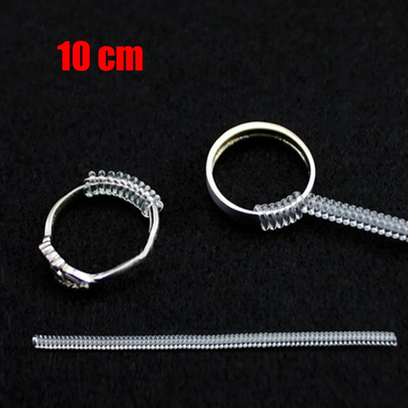 10 cm 4 storlekar spiral åtdragare ring storlek transparent silikon justerare för lösa ring smycken skydd