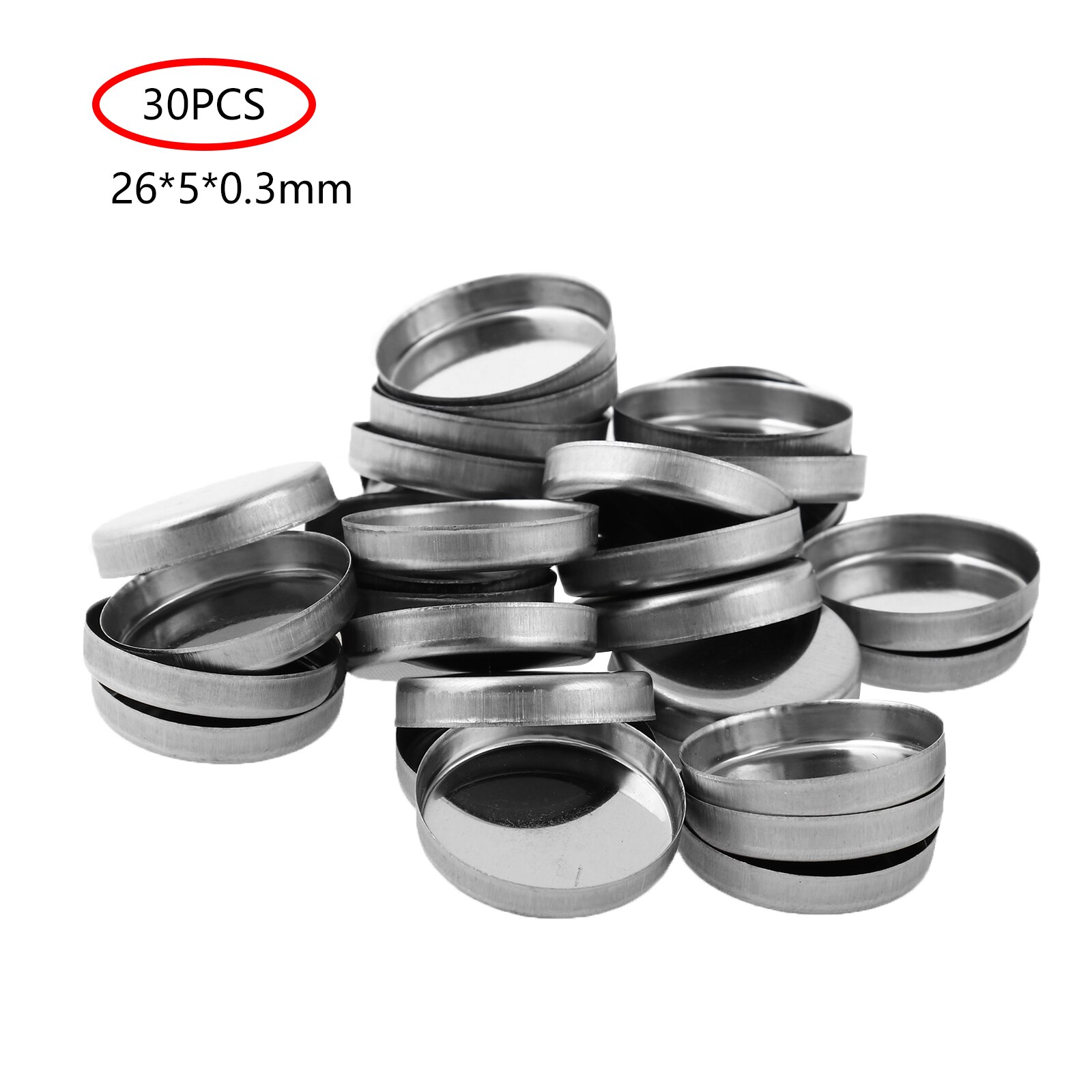 30Pcs Aluminum Eyeshadow Palette /Metal Sticker Round/Square Magnetic Palette Sticker for Empty Eyeshadow Makeup Color Palette: 26mm Empty Round