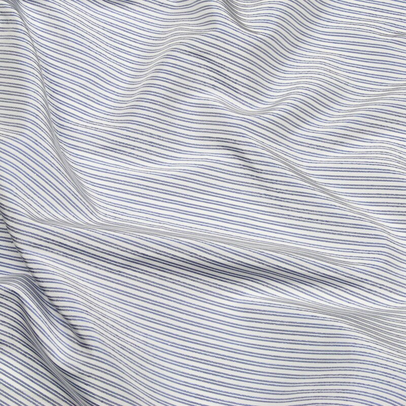 Blue and white stripe silk and cotton and polyester blended fabric 150cm width,SCT477