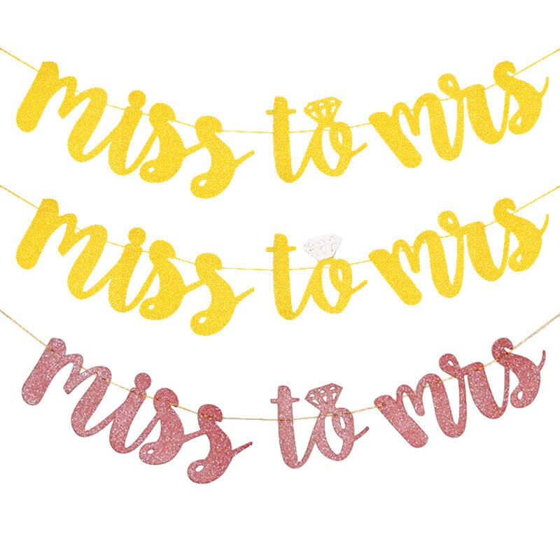 2M Sequin Champagne Gold Bridal Shower Banner MISS TO MRS CHEERS BITCHES Bride To Be Paper Chains for Wedding Party bachelor