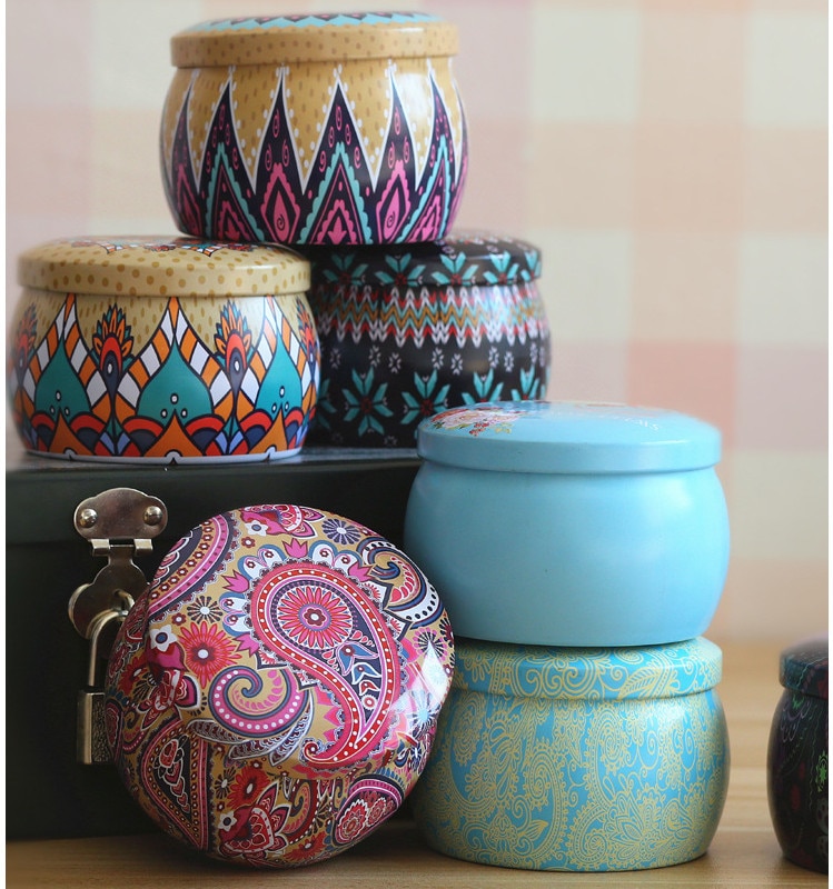 Mooie mini blikken doos sieraden blikken doos koekjes snoep thee opslag ronde trommel blikken doos lade organizer