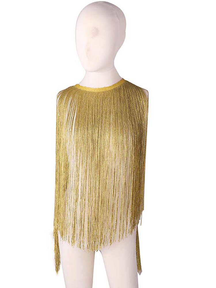 Frange dorée garniture dentelle Nylon et pompon | 10Yards de 20 "de largeur, accessoires de vêtements avec franges en Nylon, rideau de robe de mariage Latin, ruban avec pompon