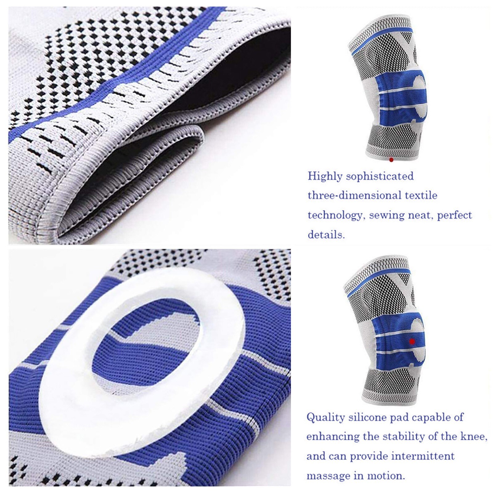 Silicone Full Knee Brace Strap Patella Medial Support Strong Meniscus Compression Protection Sport Pads Running Basket