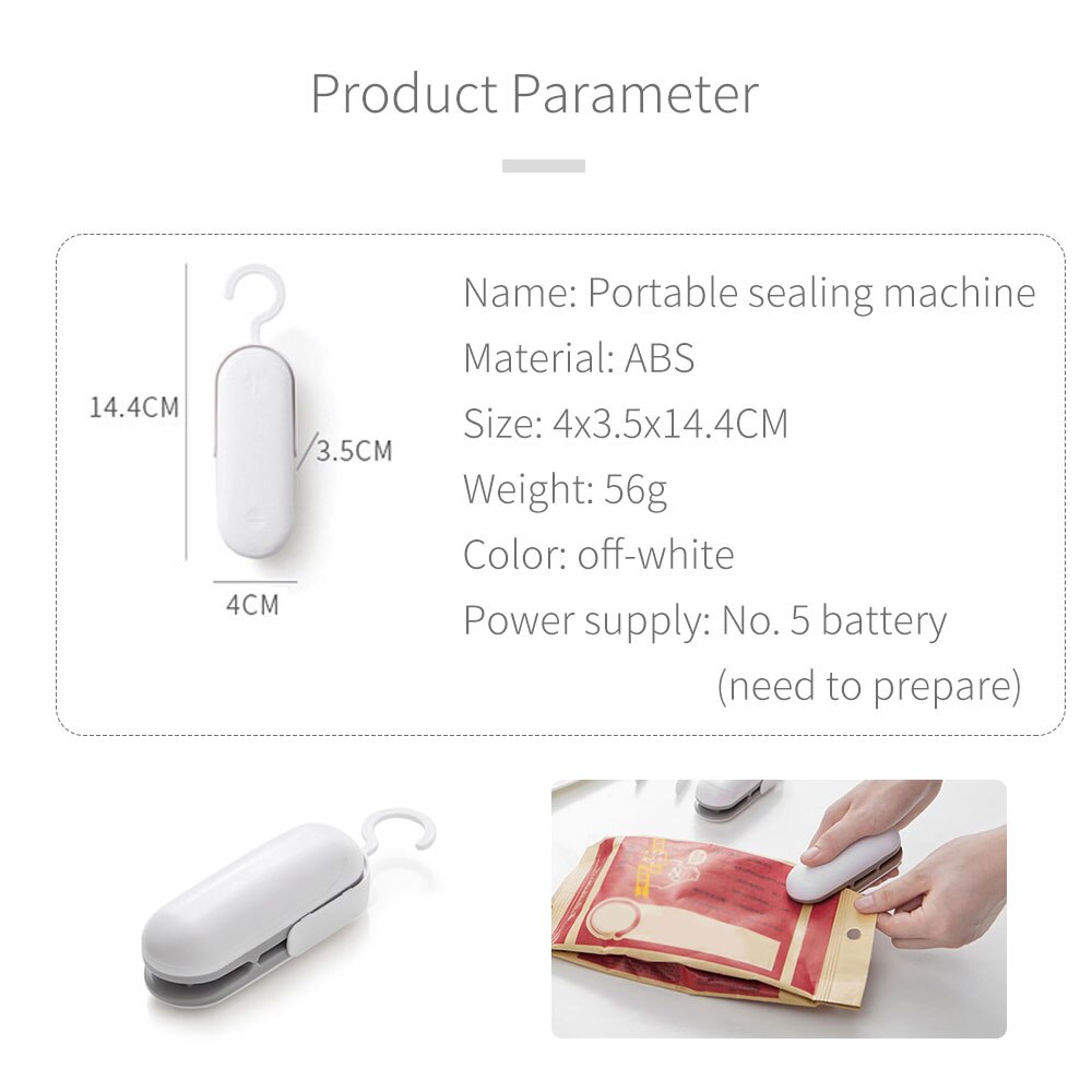 Mini Portable Food Vacuum Sealer Machine Handheld Food Snacks Packaging Vacuum Plastic Bag Heat Sealing Machine Closing Capper