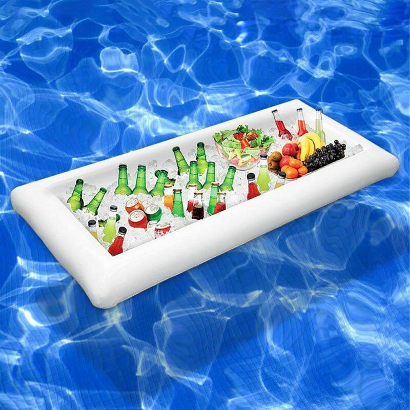 Zwembad Float Opblaasbare Bier Tafel Matras Ijs Emmer Serveren Salade Bar Lade Voedsel Bekerhouder Voor Zomer Water Party Air