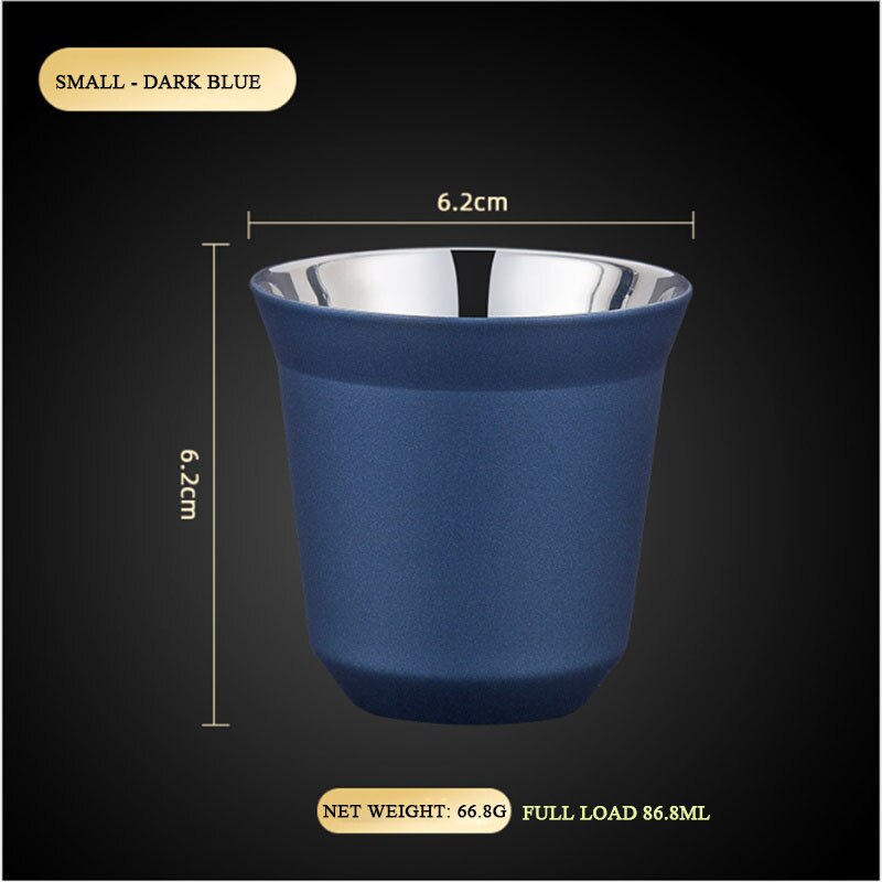 86ml Double Stainless Steel Espresso Cup Insulation Coffee Cup Capsule Shape Cute Cup Coffee Cup British Coffee Cups: dark blue