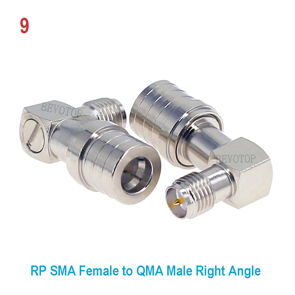 QMA auf SMA-Adapterstecker, SMA-Stecker, weiblich auf QMA-Stecker, weiblich, 90 Grad rechtwinklig, RF-Koax-Durcheinander, vernickelt,: Silber
