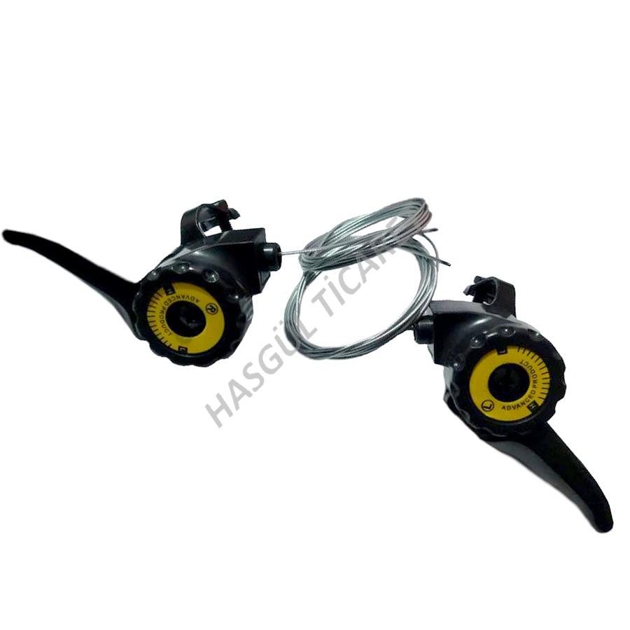 Hsgl bicycle thumb push 3x5/6/7 speed gear lever kit white cable speed gear lever set white cable speed road mountain bike gear lever set