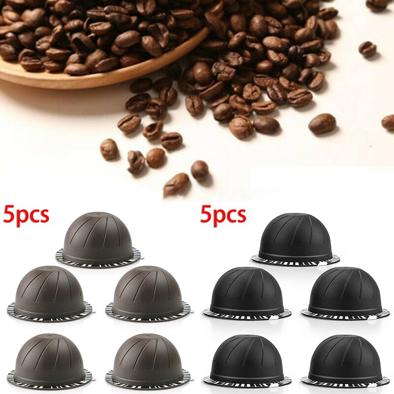 5Pcs Reusable Refill Coffee Capsule W/ Aluminum Foil For Nespresso Vertuo Convenient For Delonghi ENV150 BNV450WHT1BUC1
